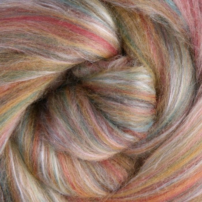 Close-up of a skein of multicolored fibre