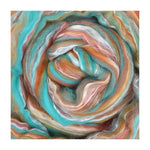 Colorful fibre swirl with shades of blue, sandstone and white
