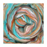 Colorful fibre swirl with shades of blue, sandstone and white
