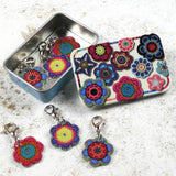 Flower Crochet Markers In A Motif Tin